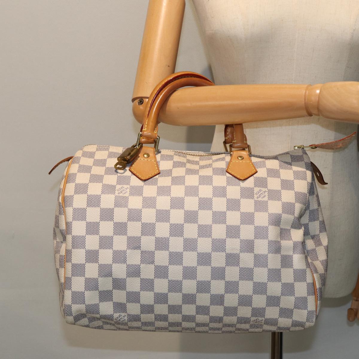 LOUIS VUITTON Damier Azur Speedy 30 Hand Bag N41533 LV Auth 80702