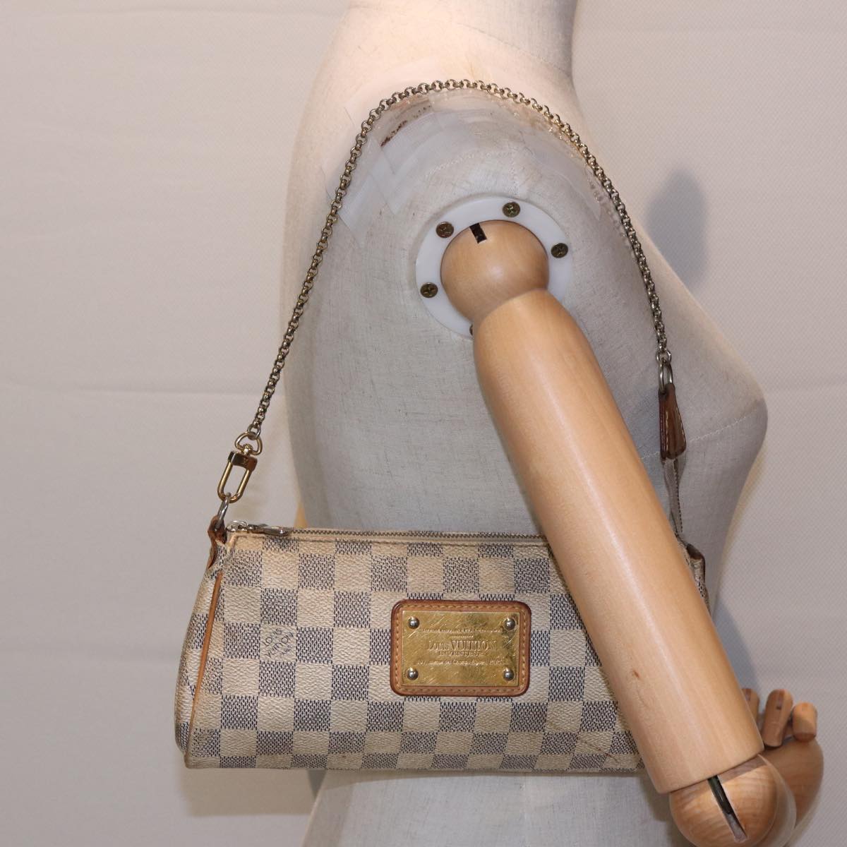 LOUIS VUITTON Damier Azur Eva Shoulder Bag 2way N55214 LV Auth 80718