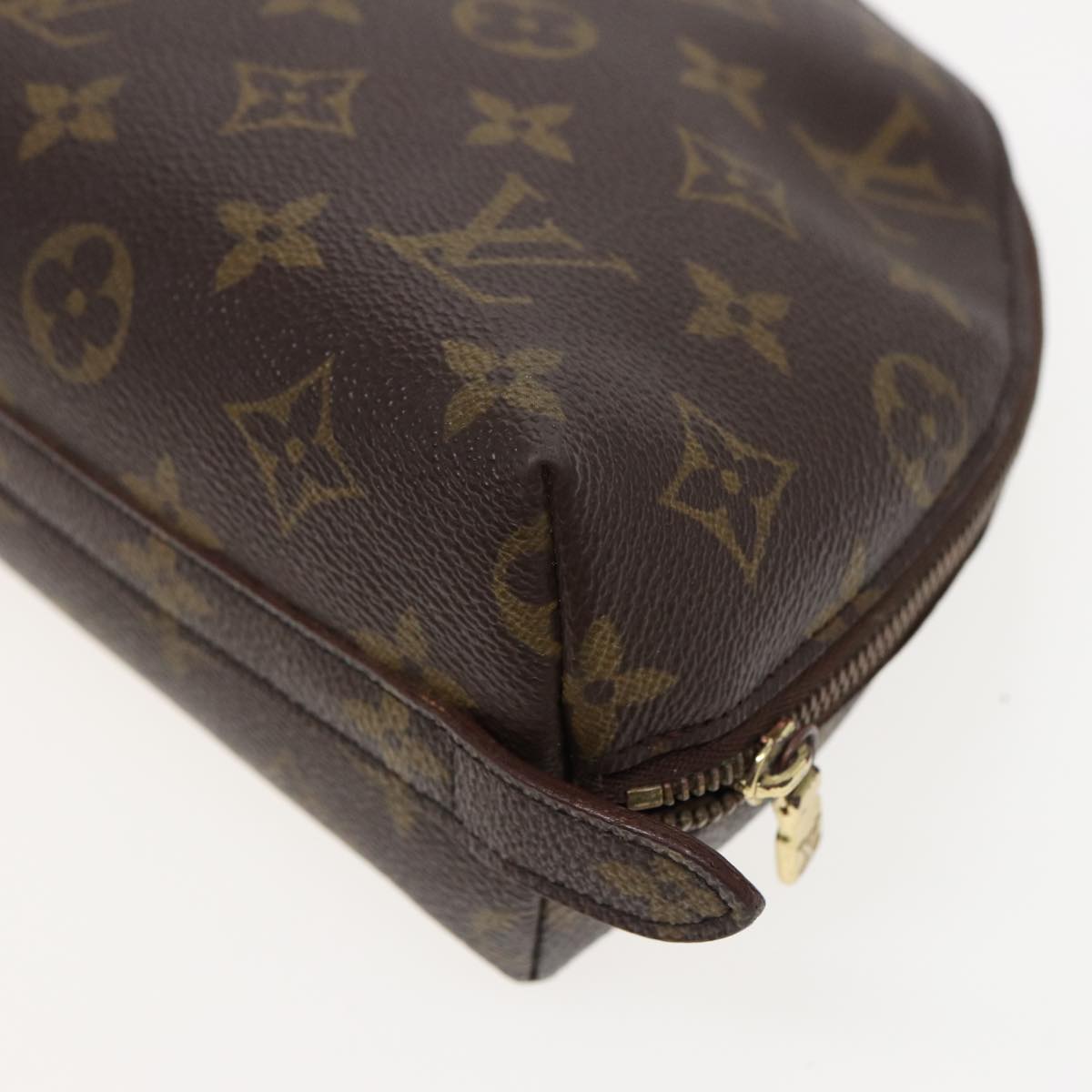 LOUIS VUITTON Monogram Trousse Demi Ronde Cosmetic Pouch M47520 LV Auth 80721