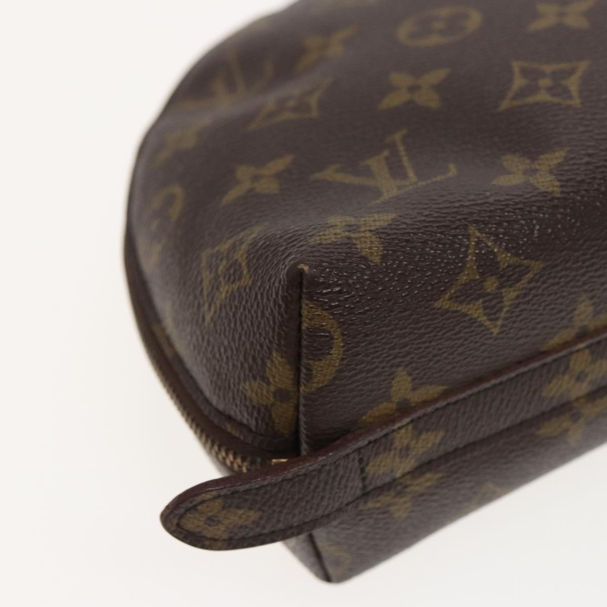 LOUIS VUITTON Monogram Trousse Demi Ronde Cosmetic Pouch M47520 LV Auth 80721