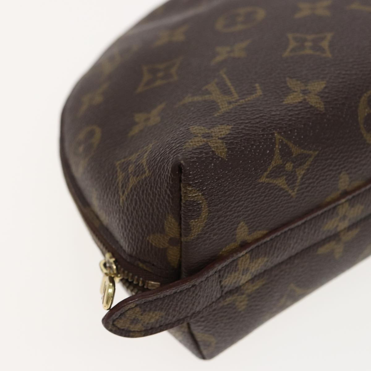 LOUIS VUITTON Monogram Trousse Demi Ronde Cosmetic Pouch M47520 LV Auth 80721