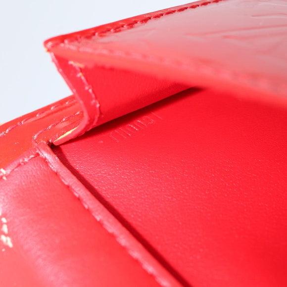 LOUIS VUITTON Monogram Vernis Motto Accessory Pouch Red M91137 LV Auth 80724