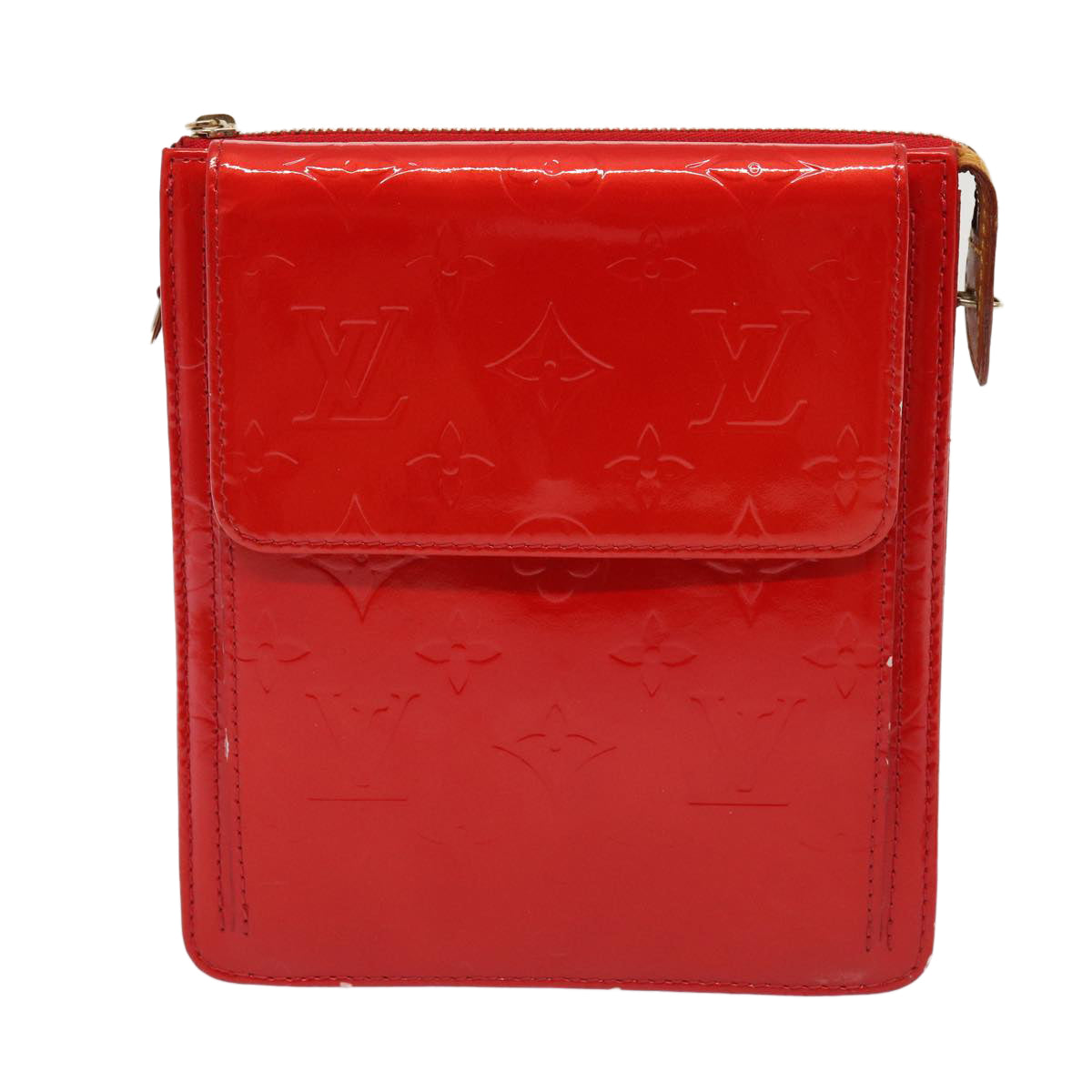 LOUIS VUITTON Monogram Vernis Motto Accessory Pouch Red M91137 LV Auth 80724