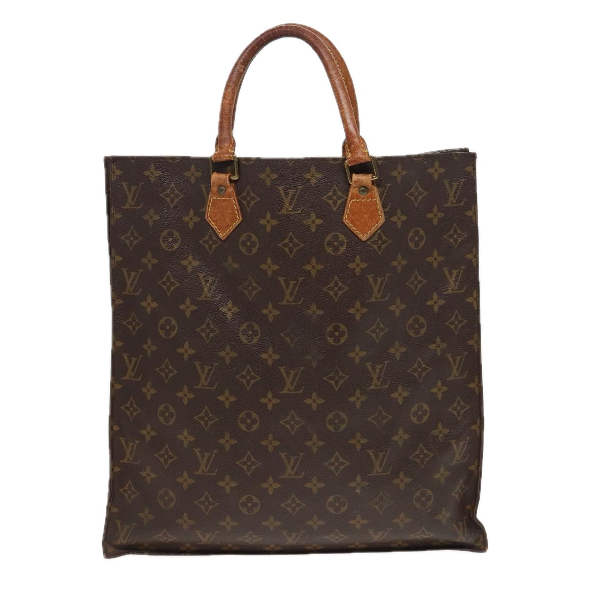 LOUIS VUITTON Monogram Sac Plat Hand Bag M51140 LV Auth 80781