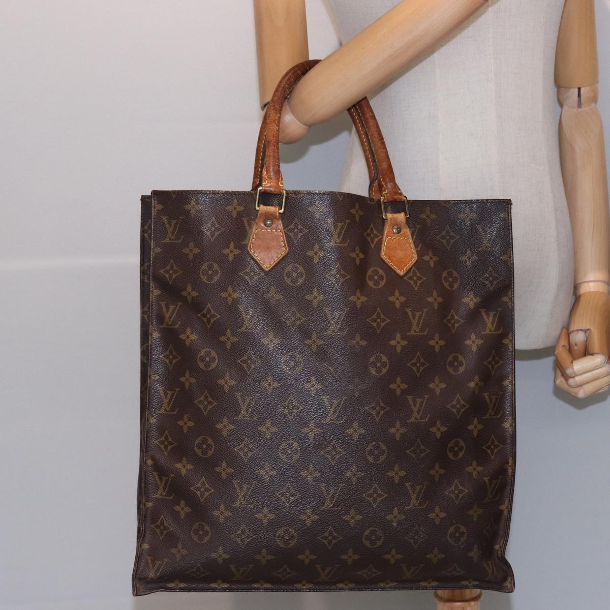 LOUIS VUITTON Monogram Sac Plat Hand Bag M51140 LV Auth 80781