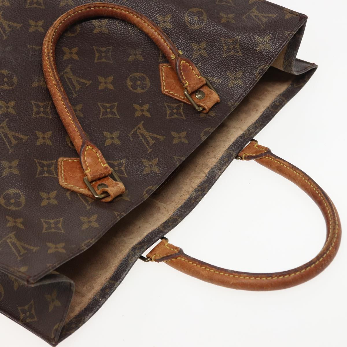 LOUIS VUITTON Monogram Sac Plat Hand Bag M51140 LV Auth 80781