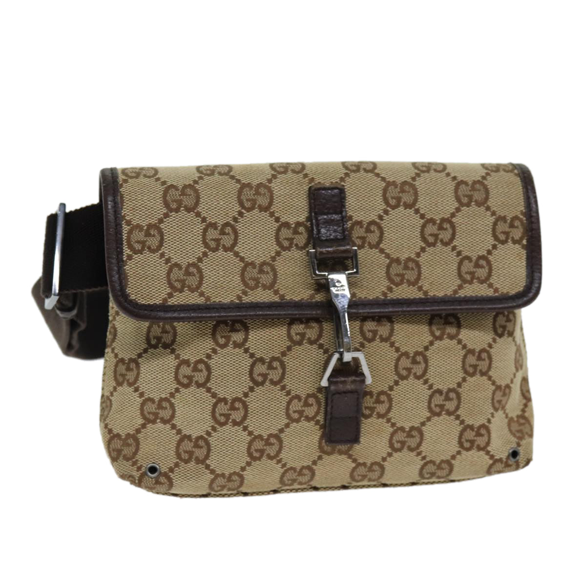 GUCCI GG Canvas Shoulder Bag Beige 92543 Auth 80802