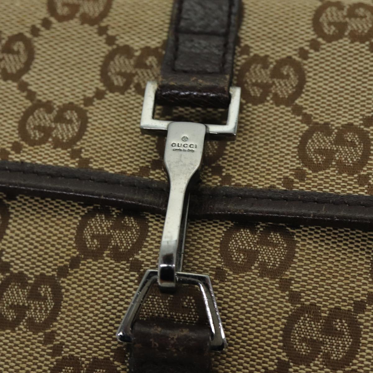 GUCCI GG Canvas Shoulder Bag Beige 92543 Auth 80802