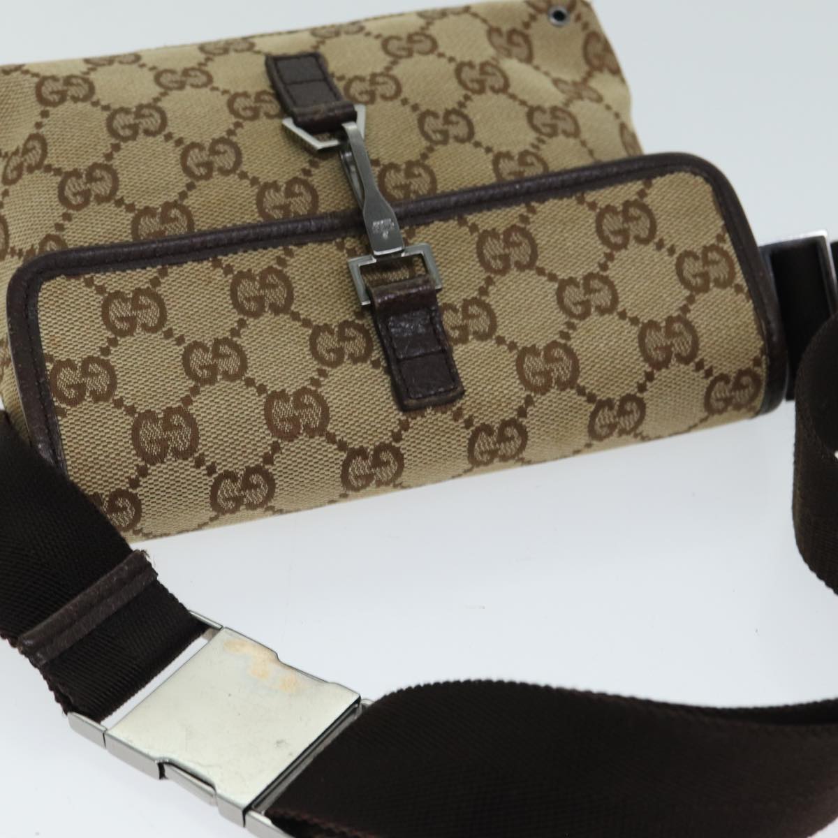 GUCCI GG Canvas Shoulder Bag Beige 92543 Auth 80802