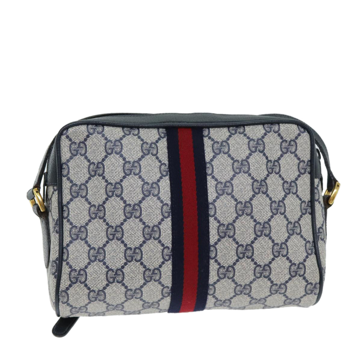 GUCCI GG Supreme Shoulder Bag PVC Leather Navy 98 02 004 Auth 80807 - 0