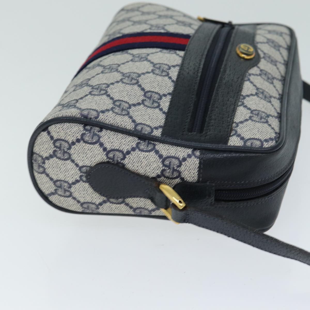 GUCCI GG Supreme Shoulder Bag PVC Leather Navy 98 02 004 Auth 80807