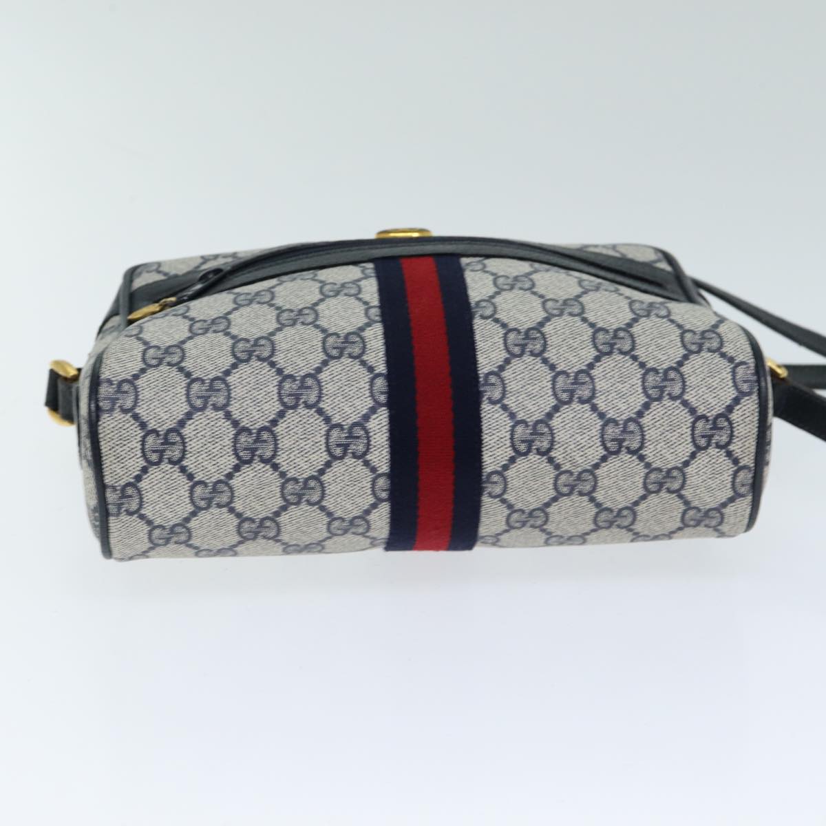 GUCCI GG Supreme Shoulder Bag PVC Leather Navy 98 02 004 Auth 80807