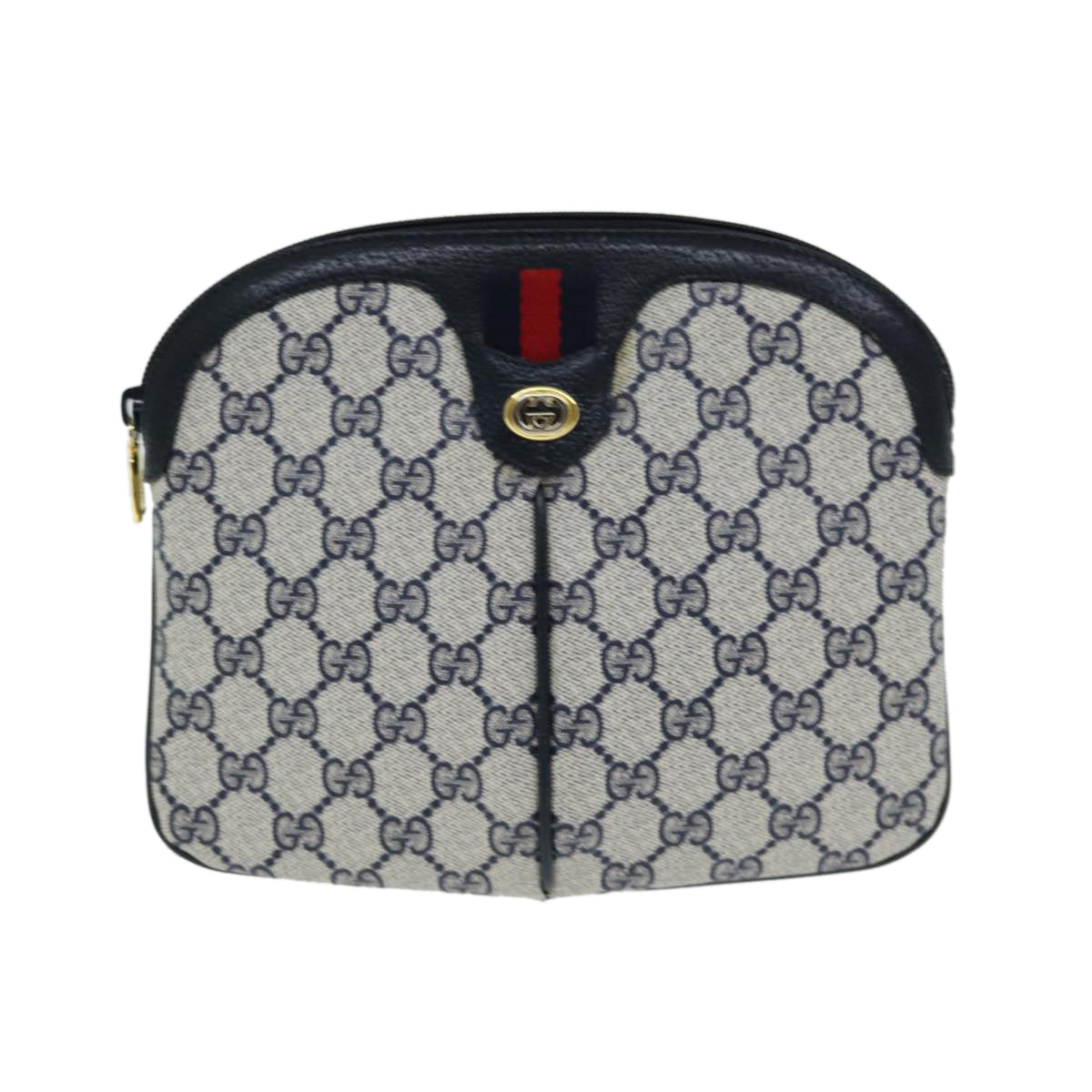 GUCCI GG Supreme Shoulder Bag PVC Leather Navy 904 02 047 Auth 80808