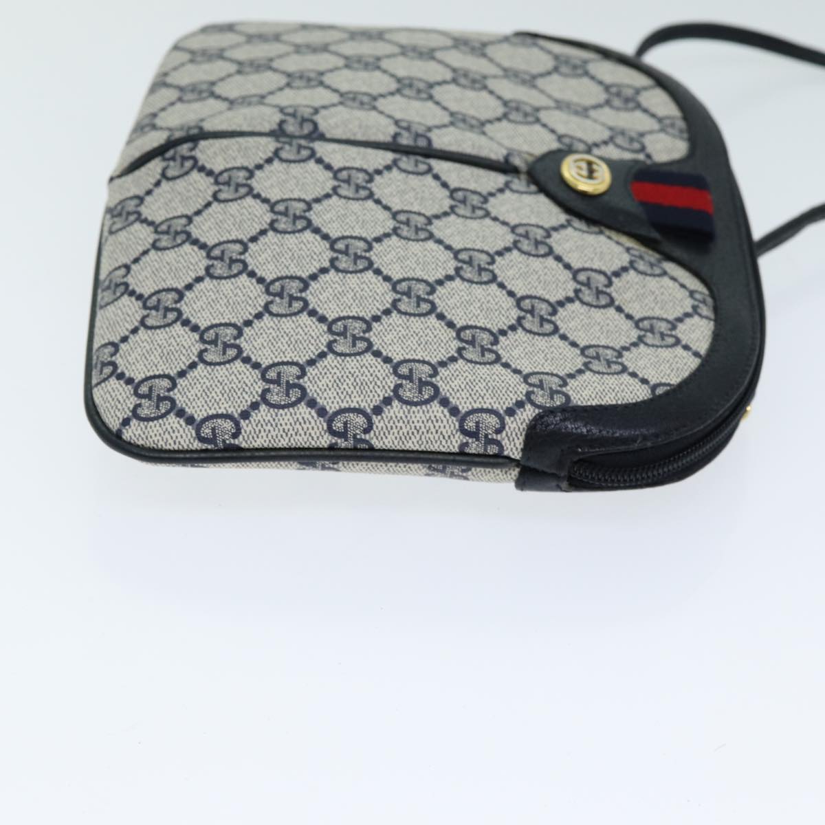 GUCCI GG Supreme Shoulder Bag PVC Leather Navy 904 02 047 Auth 80808