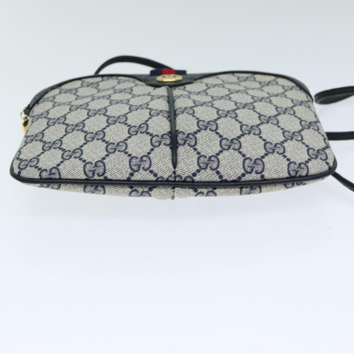 GUCCI GG Supreme Shoulder Bag PVC Leather Navy 904 02 047 Auth 80808