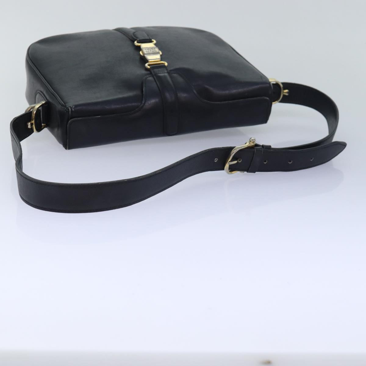 CELINE Shoulder Bag Leather Black Auth 80811