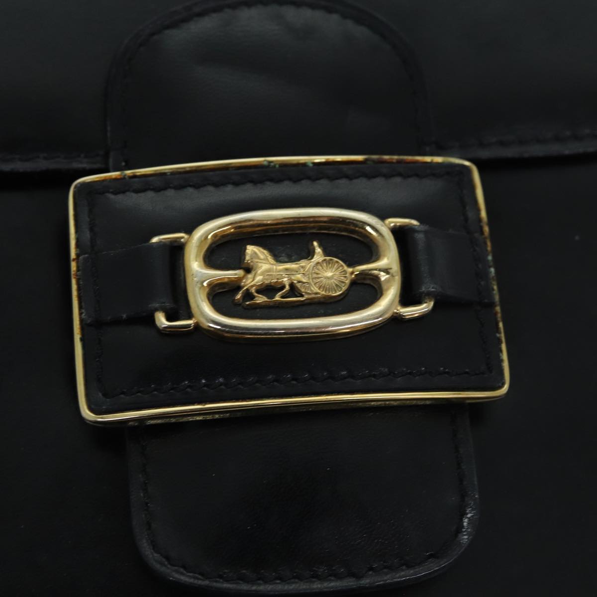 CELINE Shoulder Bag Leather Black Auth 80812