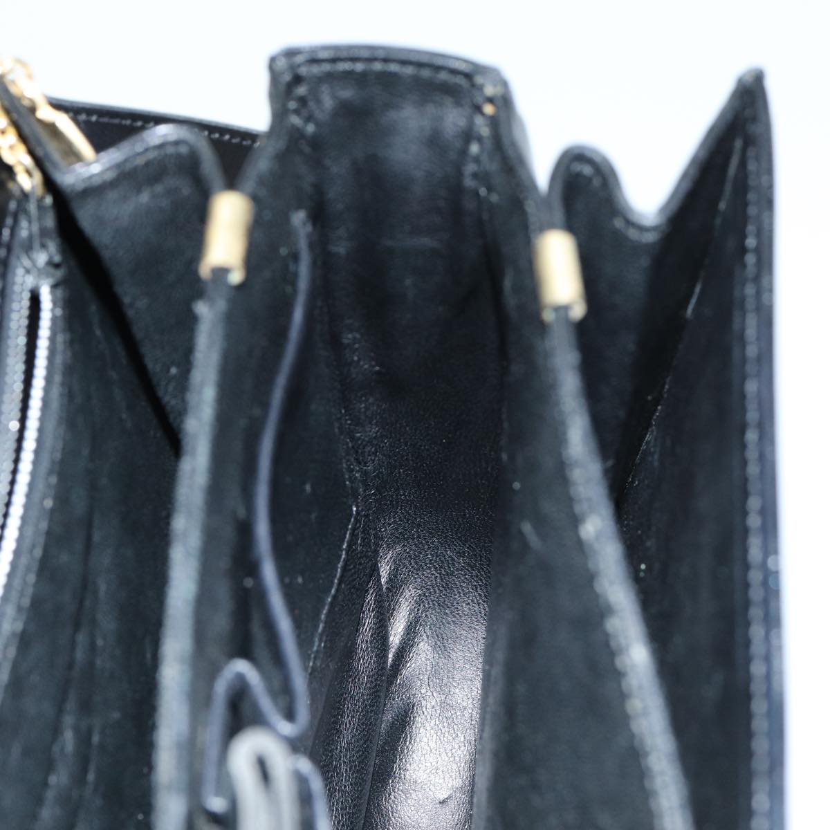 CELINE Shoulder Bag Leather Black Auth 80812