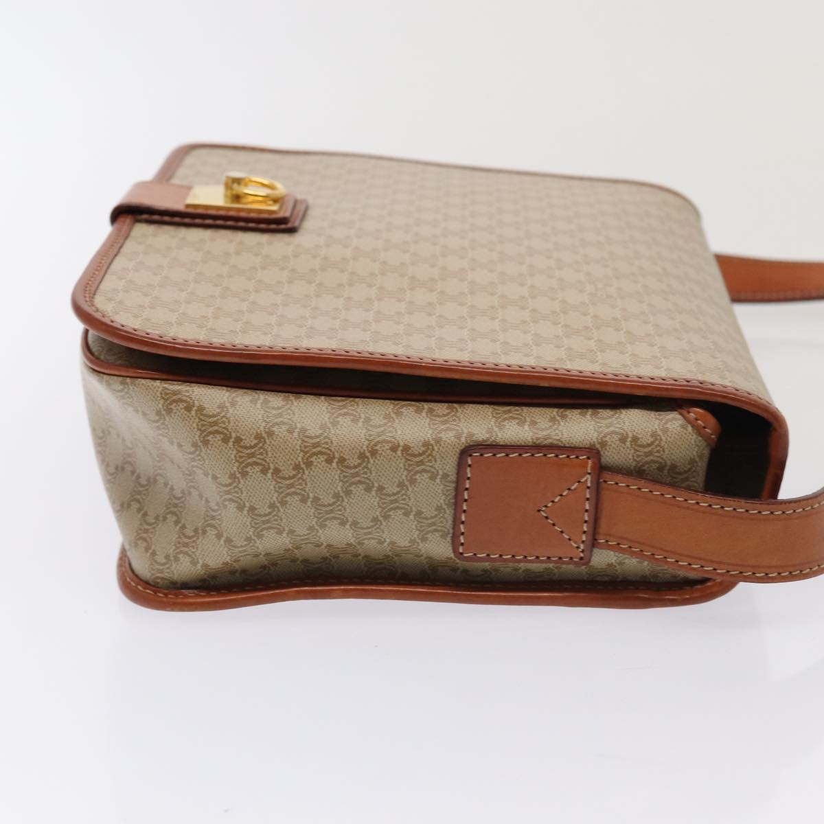 CELINE Macadam Canvas Shoulder Bag Beige Auth 80813