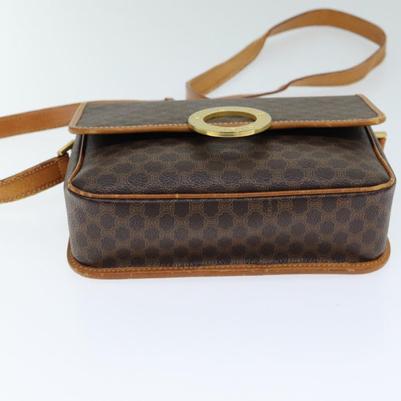 CELINE Macadam Canvas Umhängetasche PVC Leder Braun Auth 80818