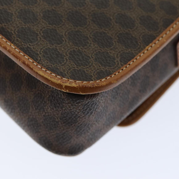 CELINE Macadam Canvas Shoulder Bag PVC Leather Brown Auth 80818