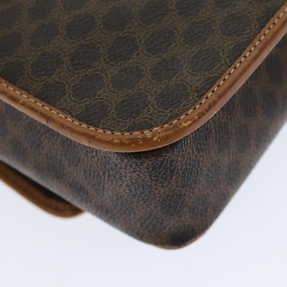 CELINE Macadam Canvas Umhängetasche PVC Leder Braun Auth 80818