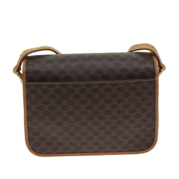 CELINE Macadam Canvas Umhängetasche PVC Leder Braun Auth 80818