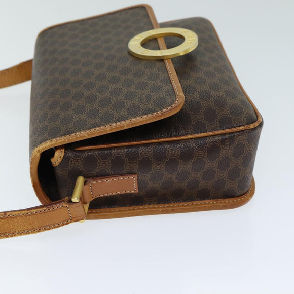 CELINE Macadam Canvas Umhängetasche PVC Leder Braun Auth 80818