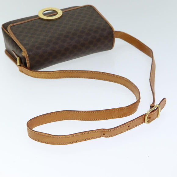 CELINE Macadam Canvas Umhängetasche PVC Leder Braun Auth 80818