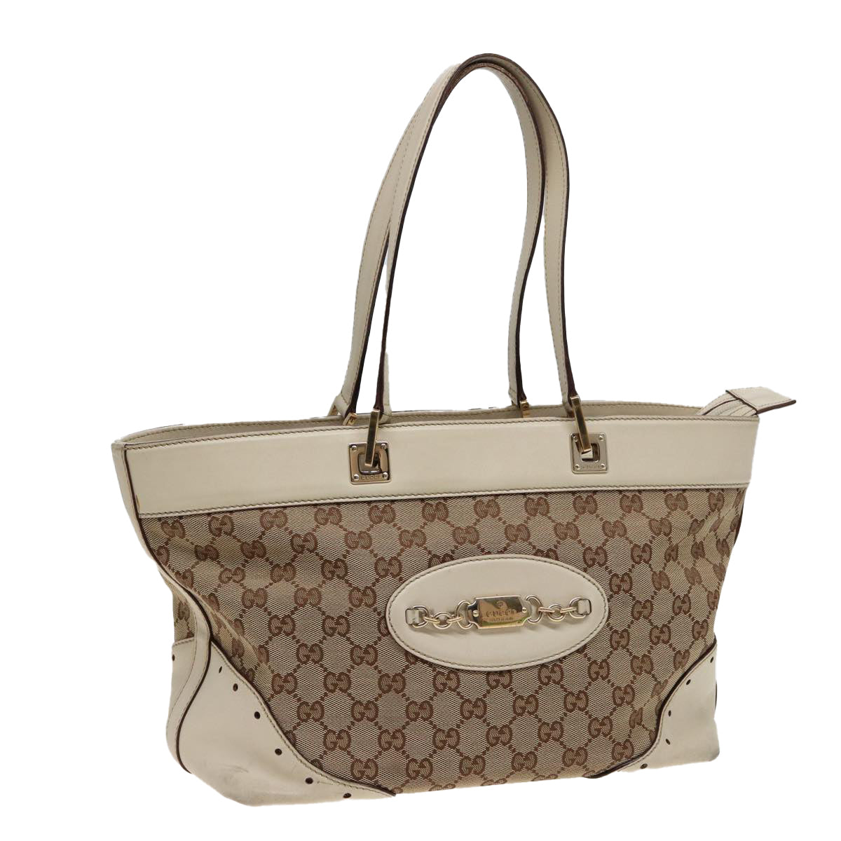 GUCCI GG Canvas Tote Bag Beige 145993 Auth 80822