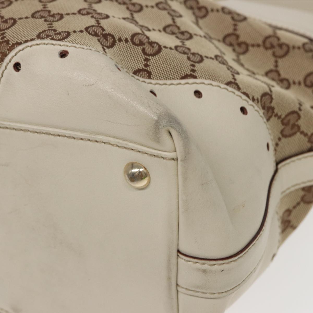 GUCCI GG Canvas Tote Bag Beige 145993 Auth 80822