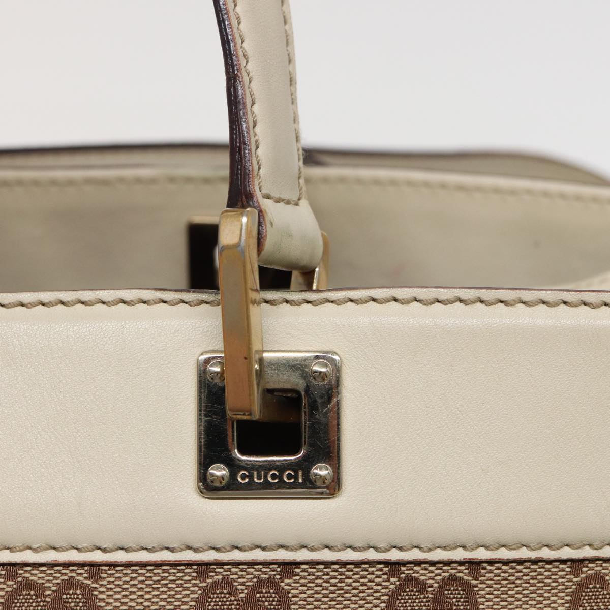 GUCCI GG Canvas Tote Bag Beige 145993 Auth 80822