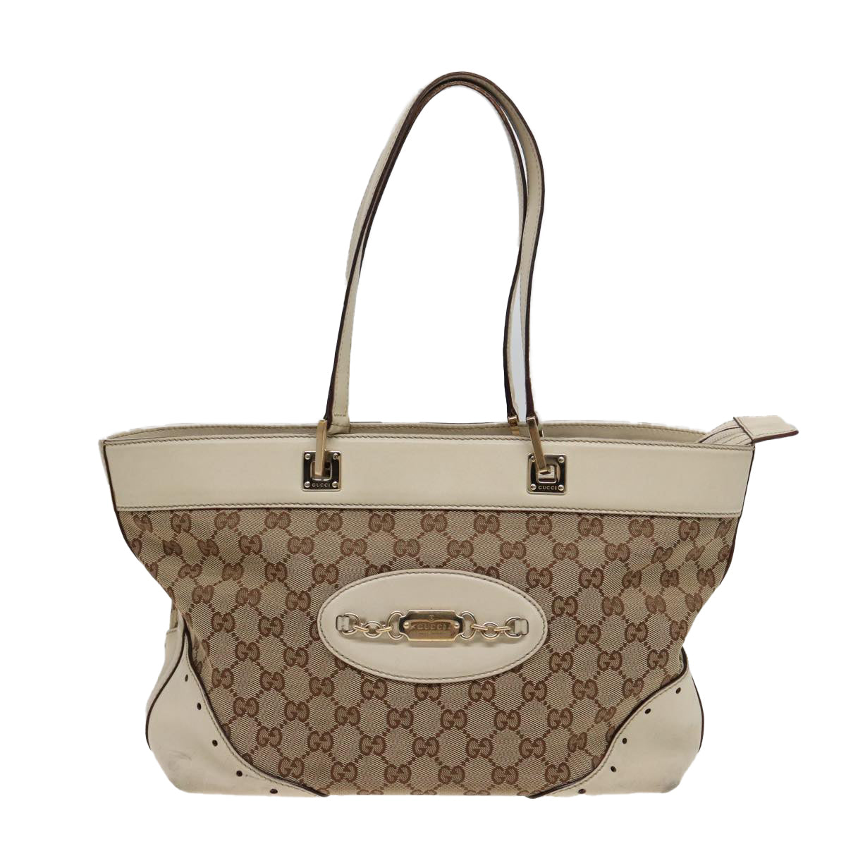 GUCCI GG Canvas Tote Bag Beige 145993 Auth 80822