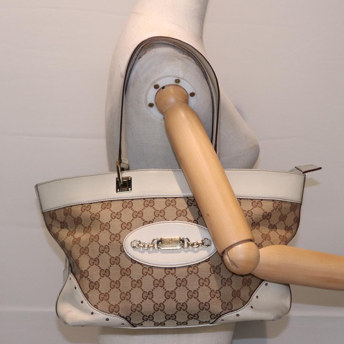 GUCCI GG Canvas Tote Bag Beige 145993 Auth 80822