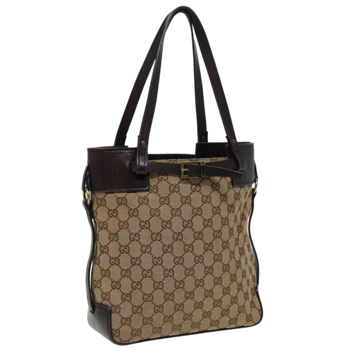 GUCCI GG Canvas Tote Bag Beige 107757 Auth 80825