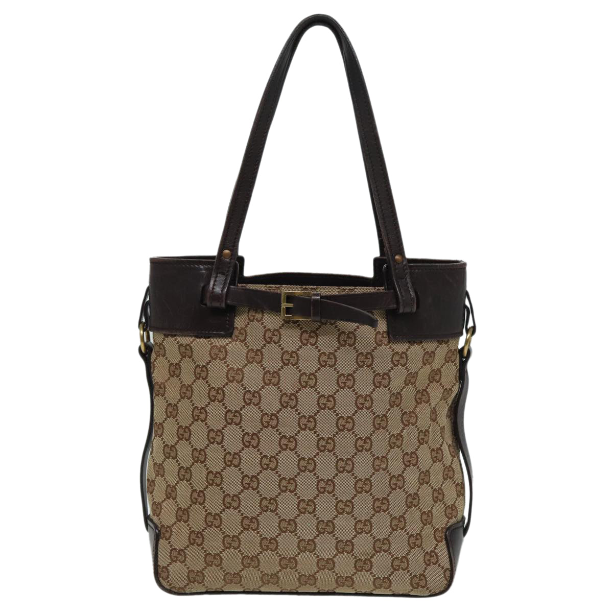 GUCCI GG Canvas Tote Bag Beige 107757 Auth 80825