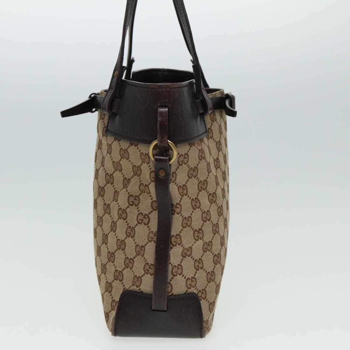 GUCCI GG Canvas Tote Bag Beige 107757 Auth 80825