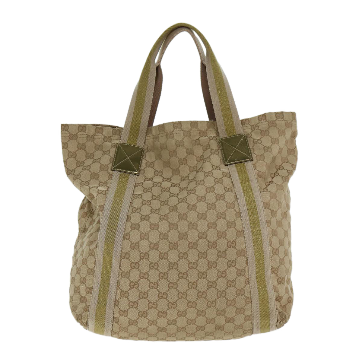 GUCCI GG Canvas Sherry Line Tote Bag Beige Pink gold 189669 Auth 80829