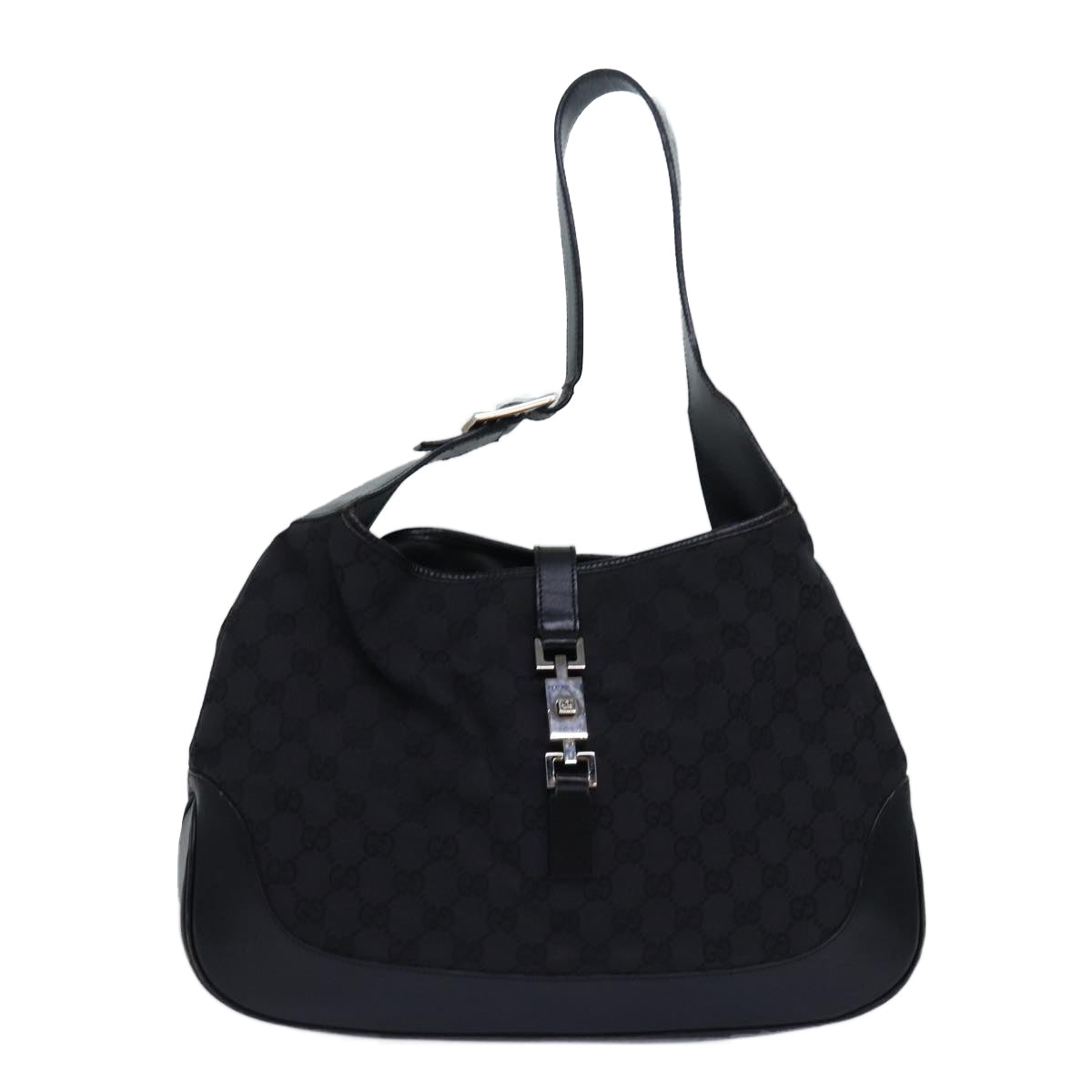 GUCCI Jackie Shoulder Bag Canvas Leather Black 001 3346 Auth 80830