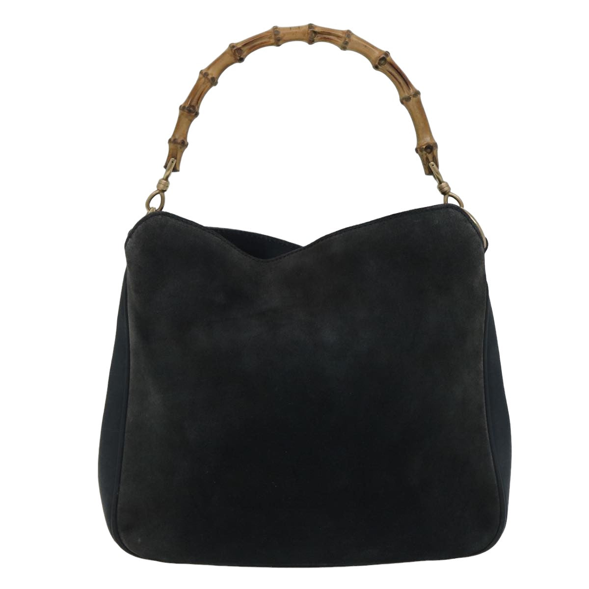 GUCCI Bamboo Shoulder Bag Suede Black 001 1638 2615 Auth 80843