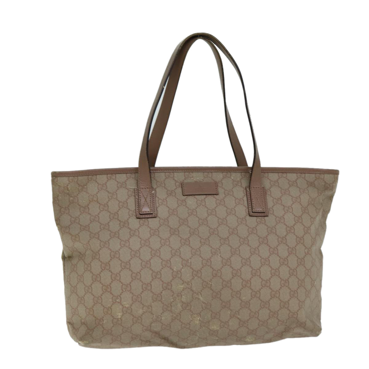 GUCCI GG Supreme Tote Bag PVC Leather Beige 211137 Auth 80851