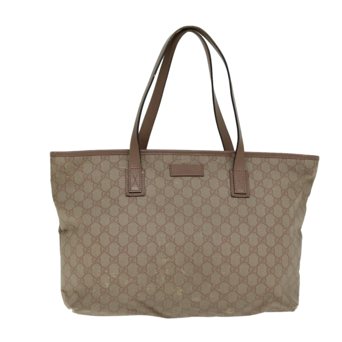 GUCCI GG Supreme Tote Bag PVC Leather Beige 211137 Auth 80851