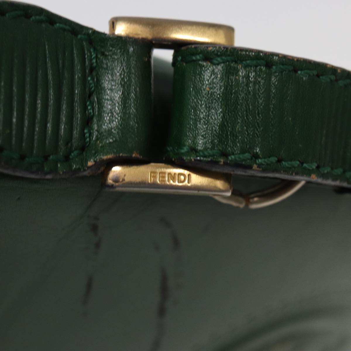 FENDI Shoulder Bag Leather Green Auth 80862