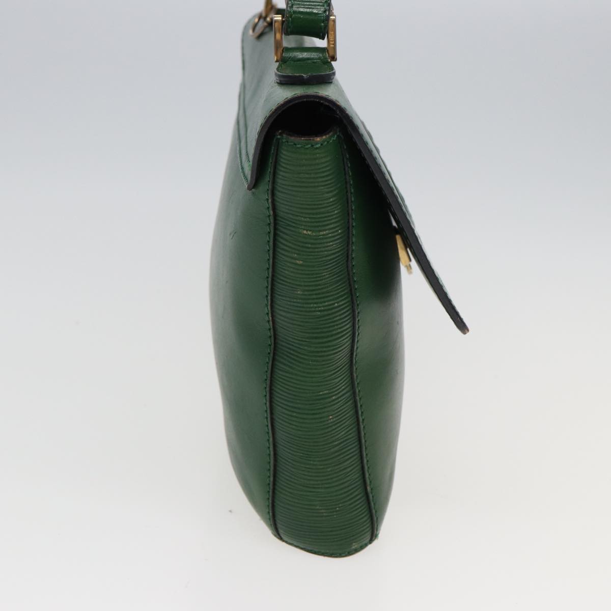 FENDI Shoulder Bag Leather Green Auth 80862