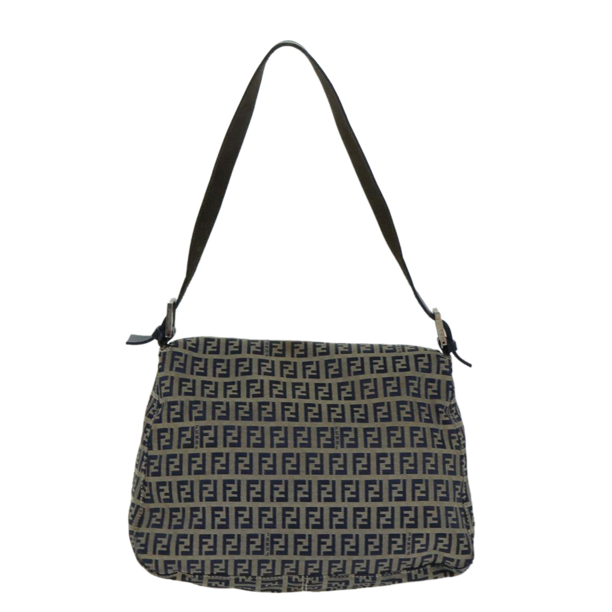 FENDI Zucchino Canvas Mamma Baguette Shoulder Bag Navy Auth 80863 - 0