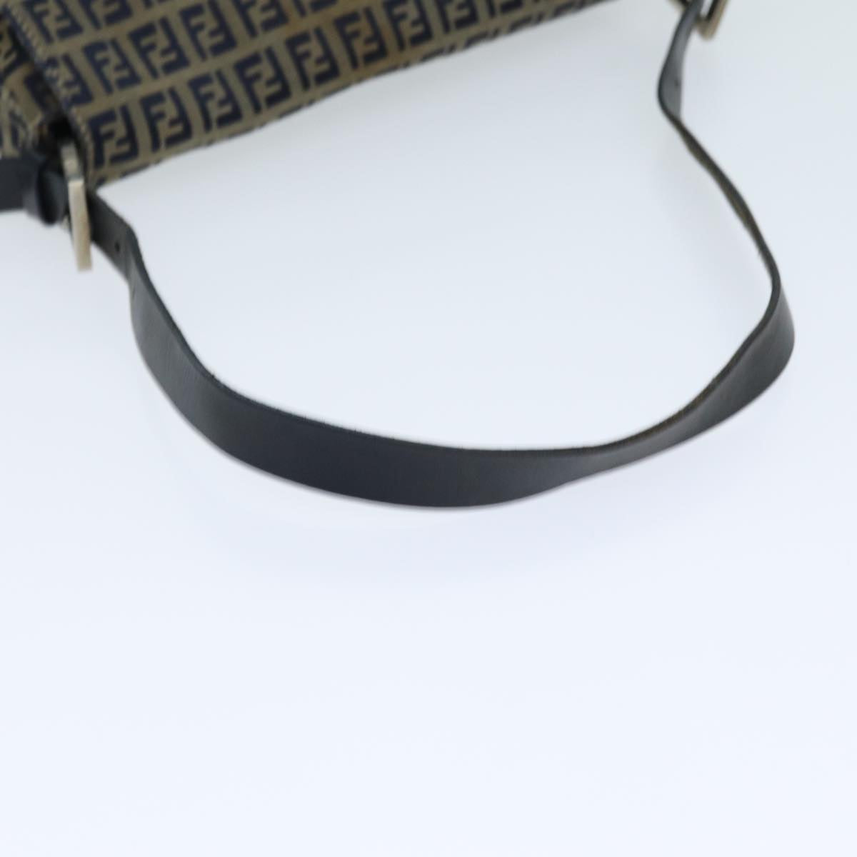 FENDI Zucchino Canvas Mamma Baguette Shoulder Bag Navy Auth 80863