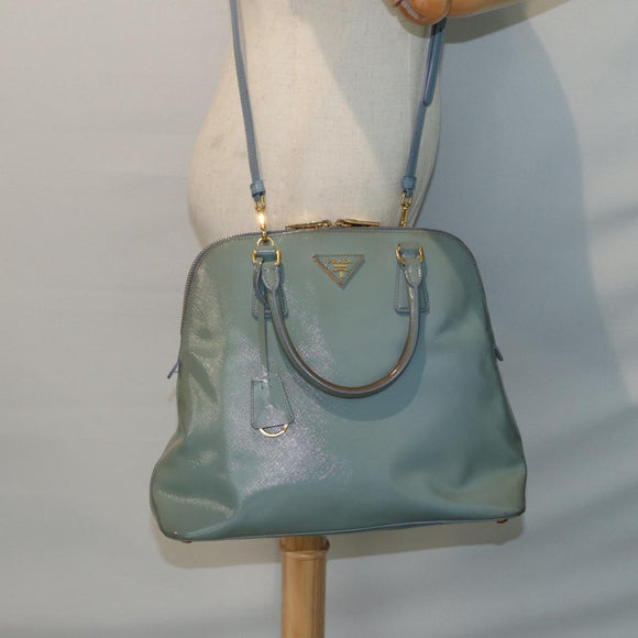 PRADA Hand Bag Safiano leather 2way Blue Auth 80864