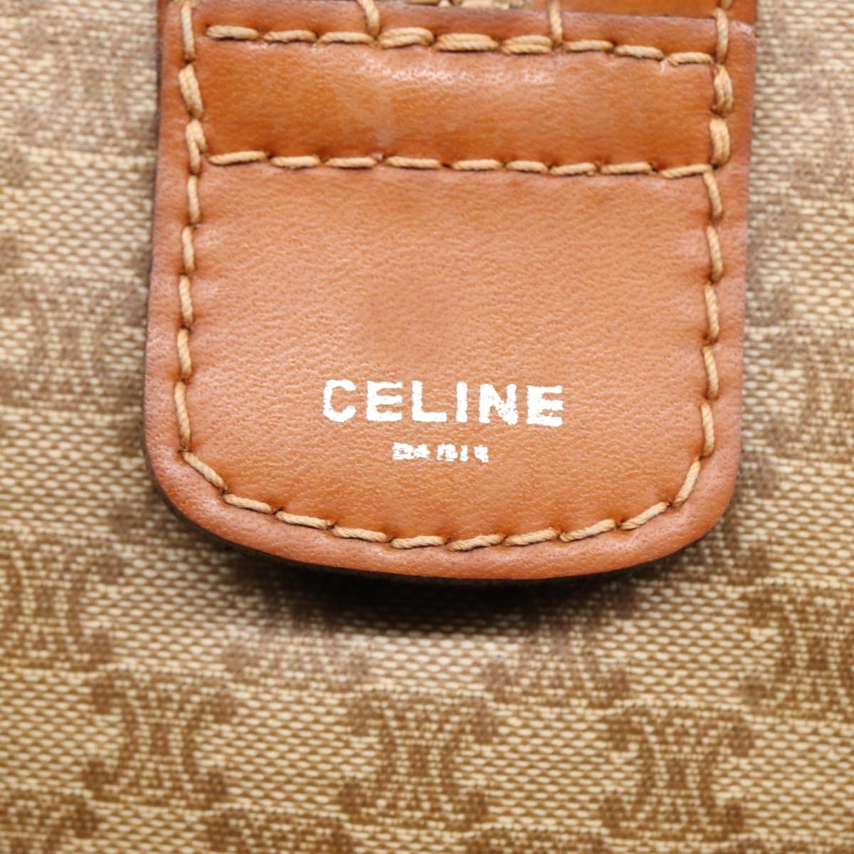 CELINE Macadam Canvas Mini Boston Bag Beige Auth 80875