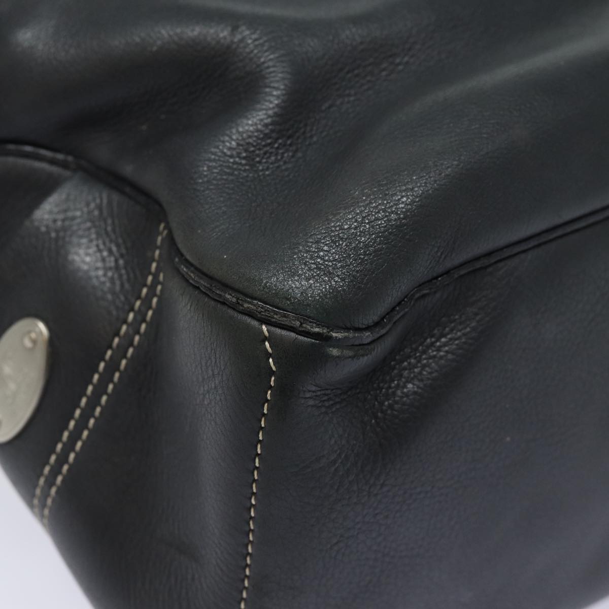 CELINE Hand Bag Leather Black Auth 80876