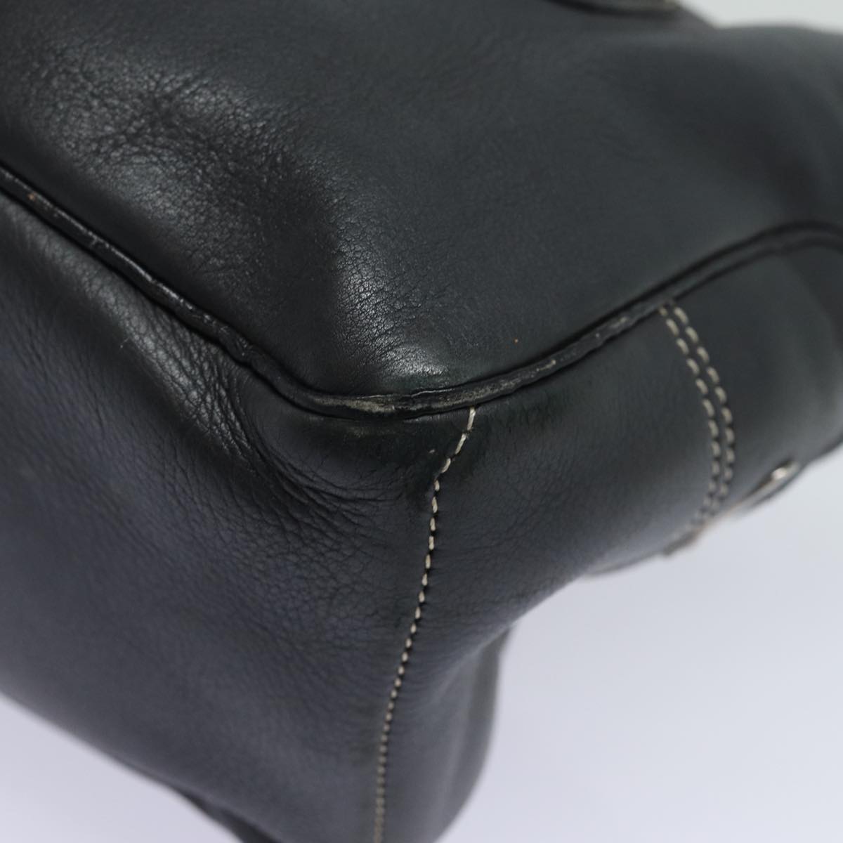 CELINE Hand Bag Leather Black Auth 80876